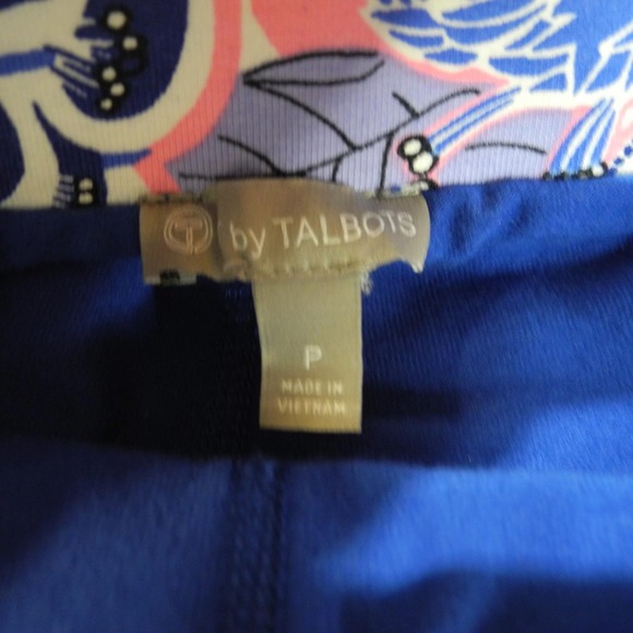 Talbots Floral Print Athletic Skort Sz P Zipper Pockets Mini Skirt Blue Purple - Picture 6 of 9